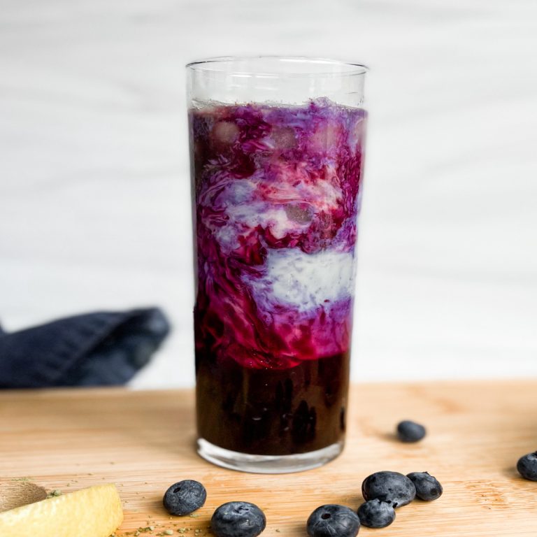 Iced Blueberry Matcha Latte Recipe - Graciously Nourished