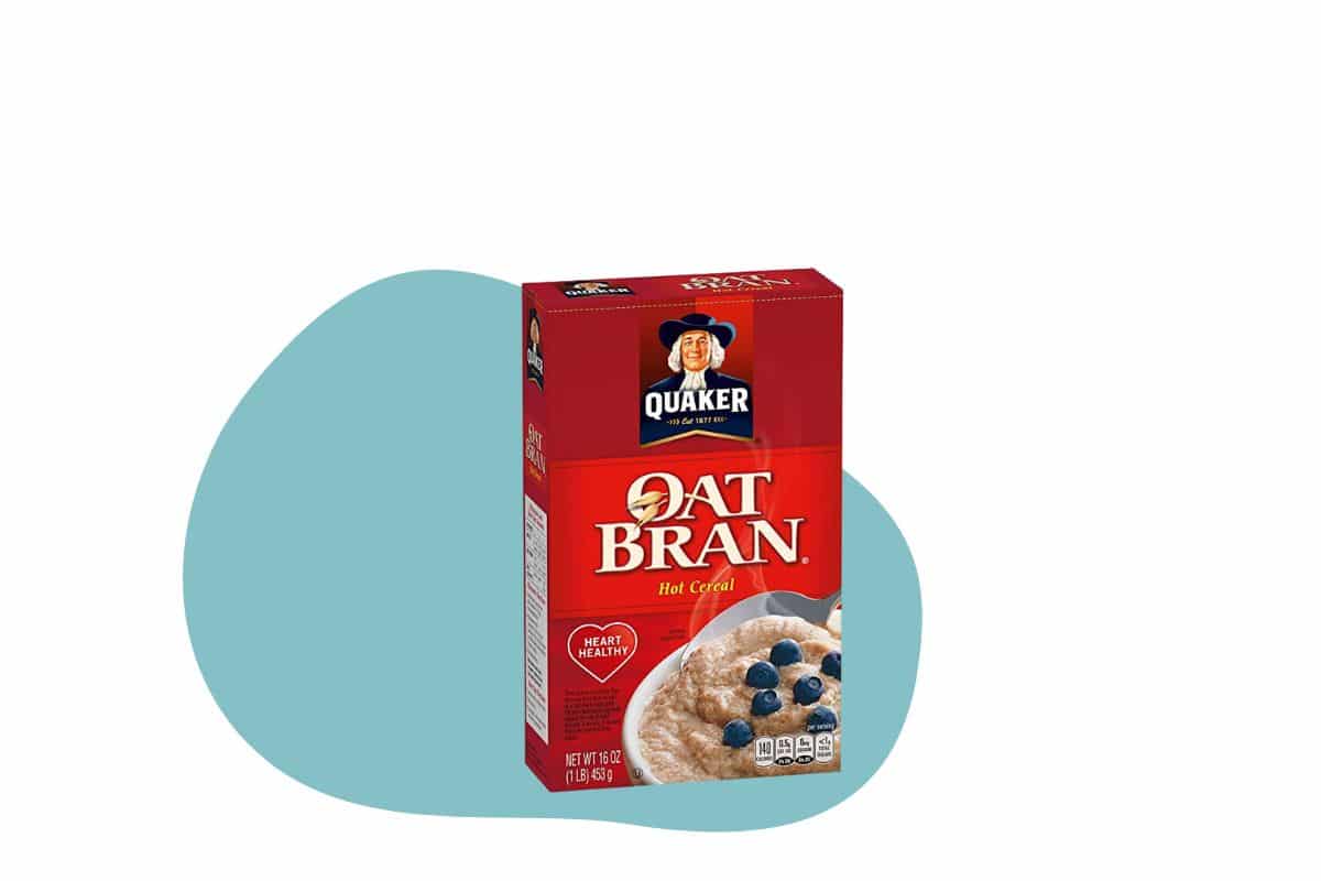 A box of quaker oat hot bran cereal. 