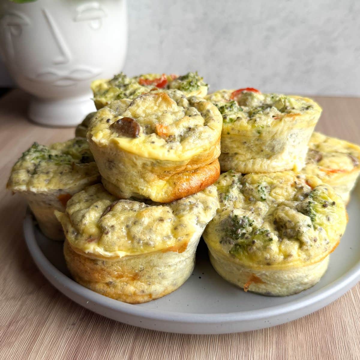 High protein cottage cheese egg bites on a plate.